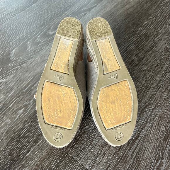 EUC Vintage Castañer Beige Canvas Espadrille Wedge Sandals EU 37 US 6.5 Peep Toe - Picture 5 of 14